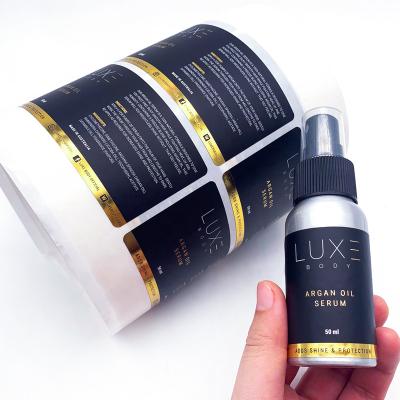 China Custom Waterproof Adhesive Vinyl Waterproof Roll Bottle Cosmetic Packaging Labels Sticker Printing for sale