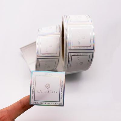 China Logo Printing Hologram Laser Sticker Waterproof Customized Self Adhesive Gold Foil Candle Jar Labels for sale