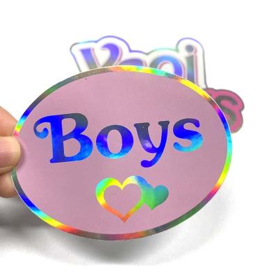 China Custom Die Cut Vinyl Hologram Cartoon Sticker Printing Rainbow Label Holographic Printing Decorative Sticker for sale