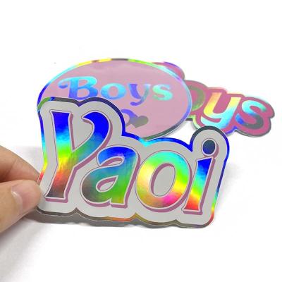 China Decorative Sticker Glossy Sticker Die Cut Original Holographic Sticker Custom Printed Hologram Sticker Labels For Laptop for sale