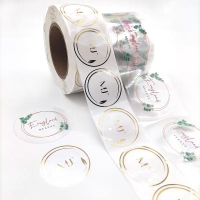 China Waterproof Wholesale No Moq Custom Label Logo Vinyl Stickers Clear Transparent Printing Roll Label for sale