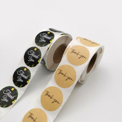 China Waterproof No Moq Kraft Paper Gold Foil Adhesive Hologram Thank You Stickers Roll Up Label Printing For Gift Wrapping for sale