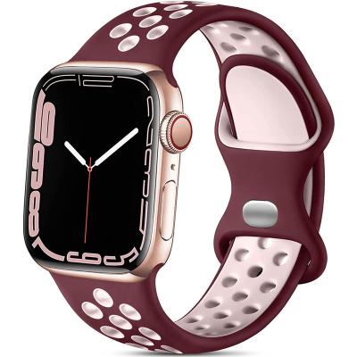 China Fashion\Luxury Popular Correa Iwatch Band Breathable Strap Dress Watch Strap Series 3 6 5 4 Se 7 45mm 41mm Sports Silicone Band For Apple Watch 44mm 40mm for sale