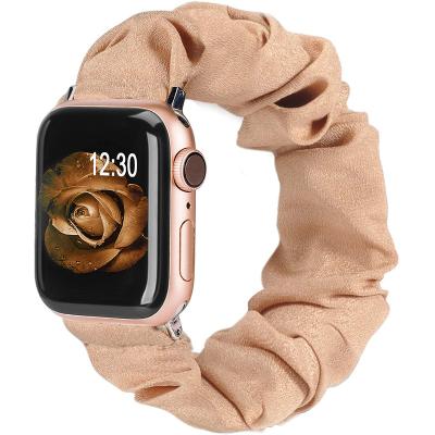 China Soft Pattern Printed Fabric Wristband Strap Women Band Soft Nylon Elastic Fabric Watch Band Scrunchies For Apple Watch, IWatch Scrunchy Elastic Bands for sale