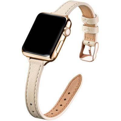 China Fashion\Dress Luxury Popular Slim Leather Bands For Apple Watch Band 38mm 40mm 41mm 42mm 44mm 45mm, Leather Top Grain Slim Watch Strap For iWatch for sale