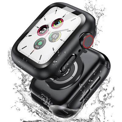 China Waterproof Waterproof Case for Watch 40 44mm, Rugged Hard PC Apple Bumper Case with Tempered Glass Screen Protector for iWatch for sale