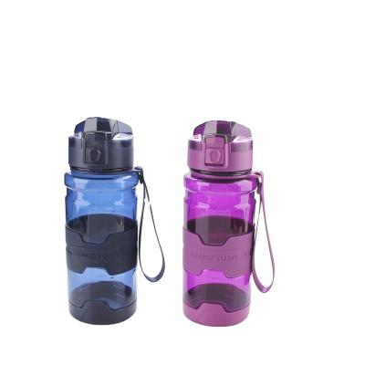 China 2021 fashion sustainable design outdoor sport colorful tritan drinking water bottle with silicone sleeve for sale