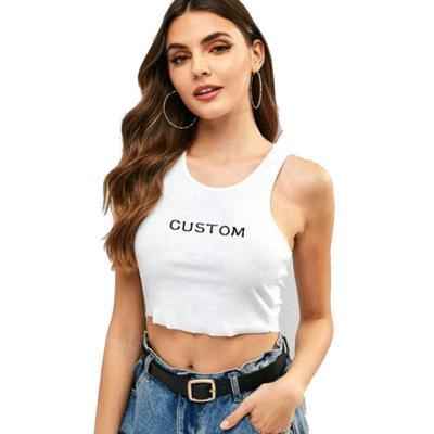 China QUICK DRY custom logo fit solid color sexy sleeveless slim crop tops casual streetwear top ribbed knit women tank top for sale