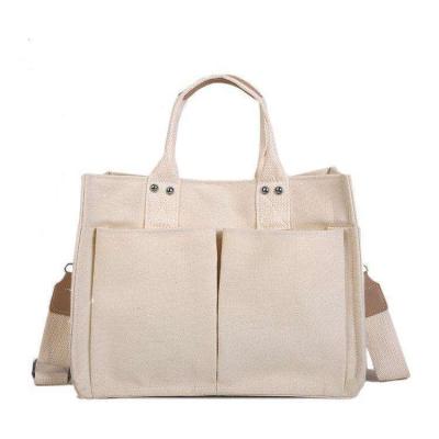 China Reusable Daily Handbags Cotton Custom Canvas Folding Casual Handled Tote Bag Large Shopping Women for sale