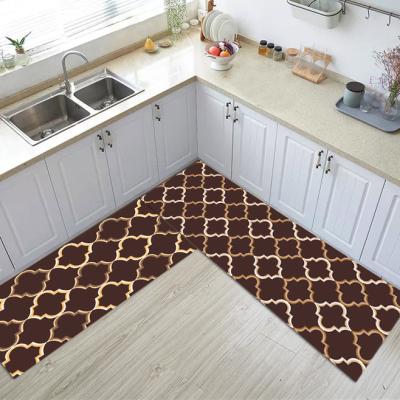 China Kitchen Cushioned Rug Indoor And Outdoor Pattern Curve Mat Non-Slip Waterproof Carpet for sale