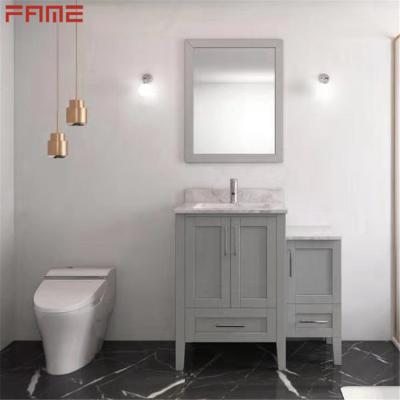 China Floor Fabrication Full Set Modern Standing Customized Bathroom Vanities Light With Wood Frame for sale