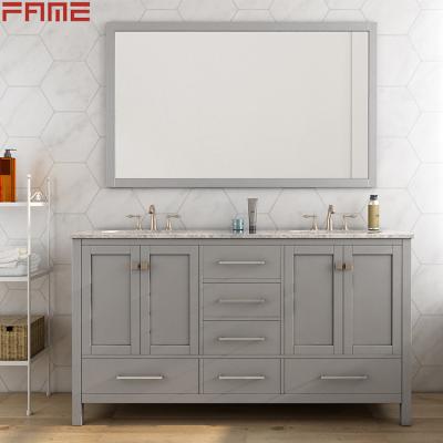 China 60 Inch Traditional Double Vanity Bathroom Sink With Cabinet for sale