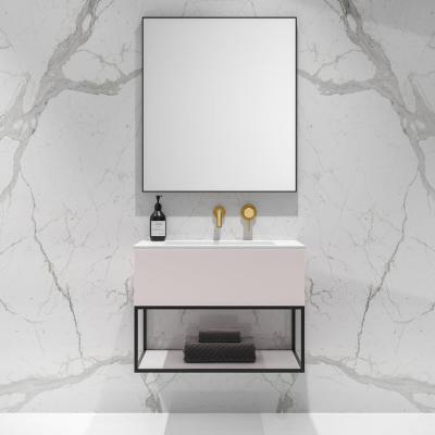 China Contemporary Modern White Free Standing Small Single Sink Wall Mounted Bathroom Vanity for sale