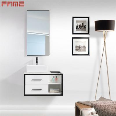 China Hangzhou Contemporary Medicine Metal Frame PVC Modern White Narrow Bathroom Cabinet for sale