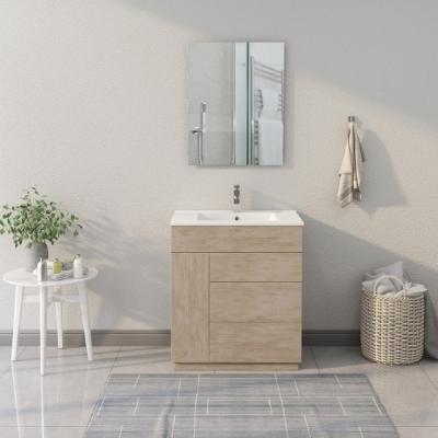 China Hangzhou Contemporary Fame Wood Basin MDF Single Ceramic Bathroom Cabinet Vanity for sale