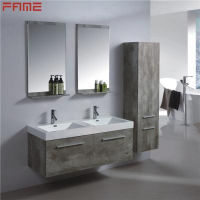 China Wholesale Modern Factory Design Cheap Single Or Double Sink Wall Mounted Or Floor Standing Bathroom Vanity Cabinet MDF PVC for sale