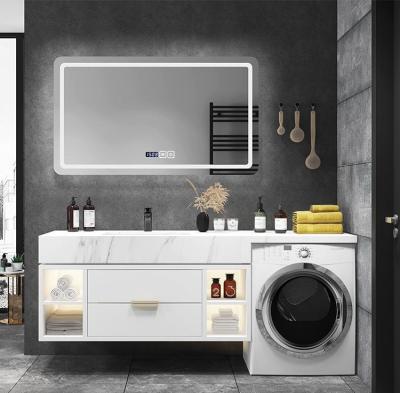 China Hangzhou Modern FAME White Bathroom Mirror Vanity Combo With Washing Machine Cabinet Sinks for sale