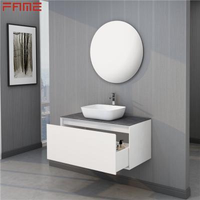 China Modern Fame Style Modern Bathroom Hotel Vanity With Marble Countertop for sale