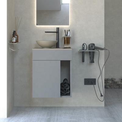 China Small Modern Floating MDF Vanity Bathroom Vanity Cabinet for sale