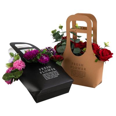 China Hot Seller Wholesale Recyclable Kraft Paper Bag For Flower Basket Bags Flower Packaging Bag Florist Material Flowers Holder for sale