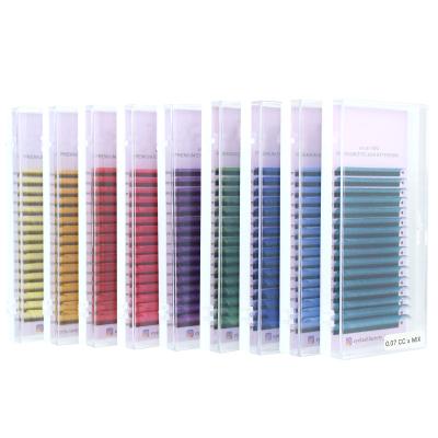 China 16rows good quality rainbow colored eyelash extension tray 13 colors, color eyelashes, colored eyelash extension for sale