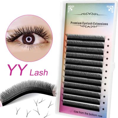 China Good Quality Custom Logo Black Color Since C D Curl YY Lash Extension YY Shape Eyelash Extensions for sale