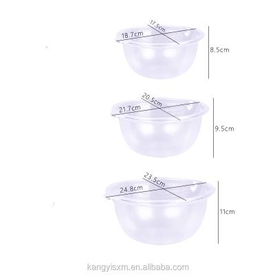 China Disposable Home Large Clear Round Bowl Reusable Salad Mixing Bowl Kitchen Vegetable And Fruit Washing Bowl for sale