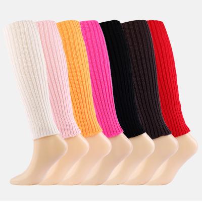 China Fluorescent Color Fluorescent QUICK DRY Wool Knitted Sock Set Thick Leg Party Set Lady's Foot Warmer Set for sale