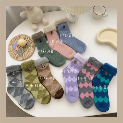 China QUICK DRY winter thickened socks to pull up socks beautiful plush hair floor socks women's sleep socks for sale