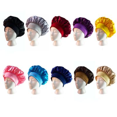 China Silky satin hair bonnet women's hair bonnet plain night sleep bonnet soft feeling new style for sale