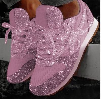 China CUSHIONING high quality sequin eye-catching full color plus size cushioning flat women sports shoes for sale