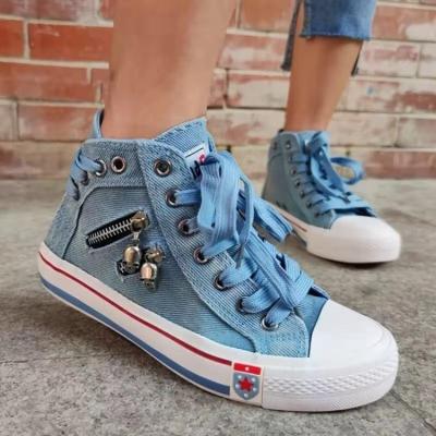 China Fashion Trend Sale Women's Denim Shoes Hot Fashionable Flat Bottom Non-slip Breathable Women's Casual Canvas Shoes for sale