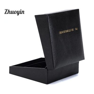 China Recyclable Black Luxury Custom Logo PU Leather Watch Strap Box for sale