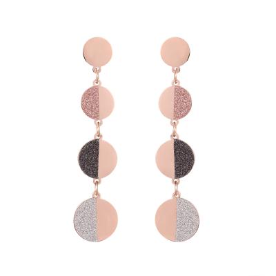 China Trendy Personality Gold Plated Rose Irregular Round Titanium Steel Geometric Frosted Single Earrings For Women for sale