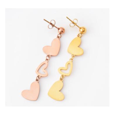 China 2022 FASHIONABLE KITI Heart Fashion Women Dangle Stainless Steel Korean Loving Earrings Long Dangling Earrings Jewelry for sale