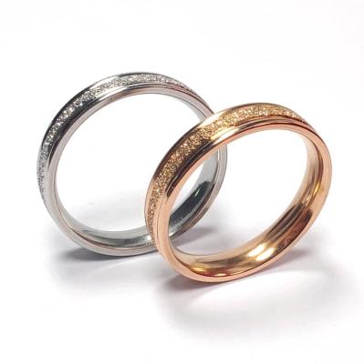 China Wholesale Cheap Tasty FASHIONABLE Frosted Rose Gold Titanium Steel Ring For Couple Christmas Gift Valentine's Day Present for sale