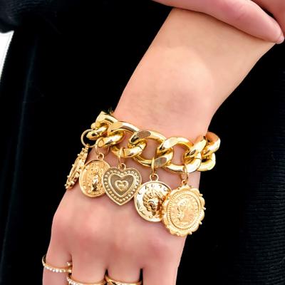 China 2021 KITI FASHIONABLE punk bracelet thick bohemian round ladies pendant jewelry invent jewelry bracelets set for women for sale