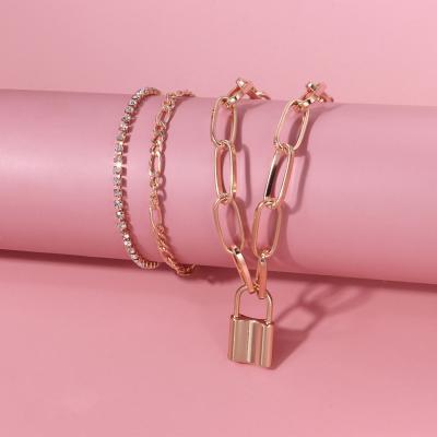 China KITI Fashion Lock Shape Design Women Large Small Chain Gold Plated Girls Anklet Chain for sale