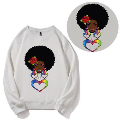 China Wholesale Custom Strong Elasticity Afro Women The Transfer Design Logo Heat Transfer Vinyl Printing Label Sticker For Clothes for sale