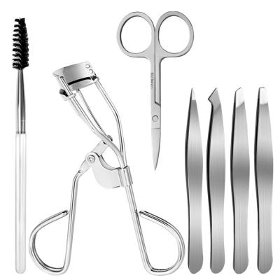 China 7 in 1 Eyebrow Grooming Kit Wholesale Good Manufacturers Eyelash Curler Eyebrow Brush Tweezers And Scissors for sale