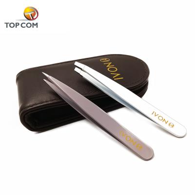 China Durable And Safe High Quality Oblique Stainless Steel Eyebrow Tweezers For Eyebrows Trim for sale