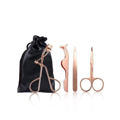 China Eyelash Applicator Tools Eyelash Tweezers Scissors and Eyelash Curler Set Tool for Eyelash for sale