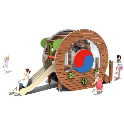 China Amusement Park/Kindergarten Playground Wooden Round Outdoor Preschool Playground Equipment Round Shape Plastic Slides For Kids Children for sale