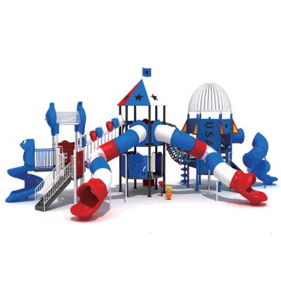 China Custom Outdoor Amusement Park Space Theme Entertainment Playground / Outdoor Playground Plastic Slides Equipment For Kids for sale