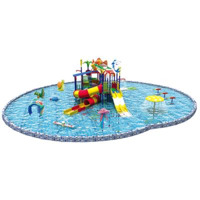 China Anti-fade Outdoor Aqua Park Swimming Pool Fiberglass Water Slides With Spray Equipment for sale