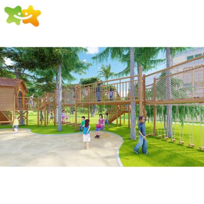 China Popular Customized Outdoor Wooden Playground Kids Park Wooden Kids Outdoor Playground Equipment for sale