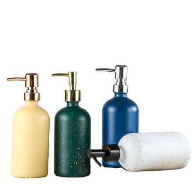 China Colorful Refillable Foam Soap Dispenser Beautiful Design Glass Bottle Containers For Liquids Lotion Dispenser for sale