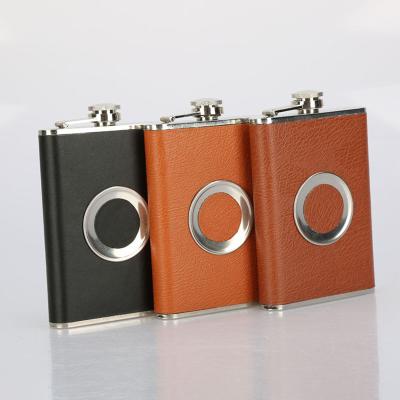 China New Style Traditional Hip Flask Hip Flask Leather Titanium Hip Flask With Shot Glasses for sale