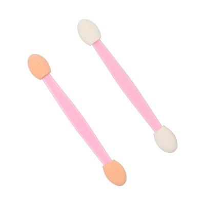 China Eyelash Extension Pink Disposable Handle End Mini Sponge Tip Applicator Eyeshadow Cosmetic Double Brushes Plastic Eyelash Extension 2 Packs for sale