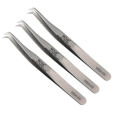 China Wholesale Eyelash Extension Tool Private Label Stainless Steel VETUS Eyelash Tweezers MSA-6B Series for sale